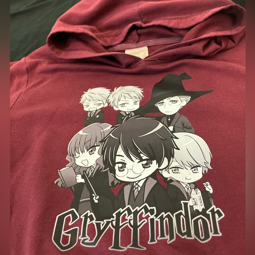 Chibi Potter Gryffindor Hogwarts Maroon Burgundy Kids Pullover Hoodie Kids XL